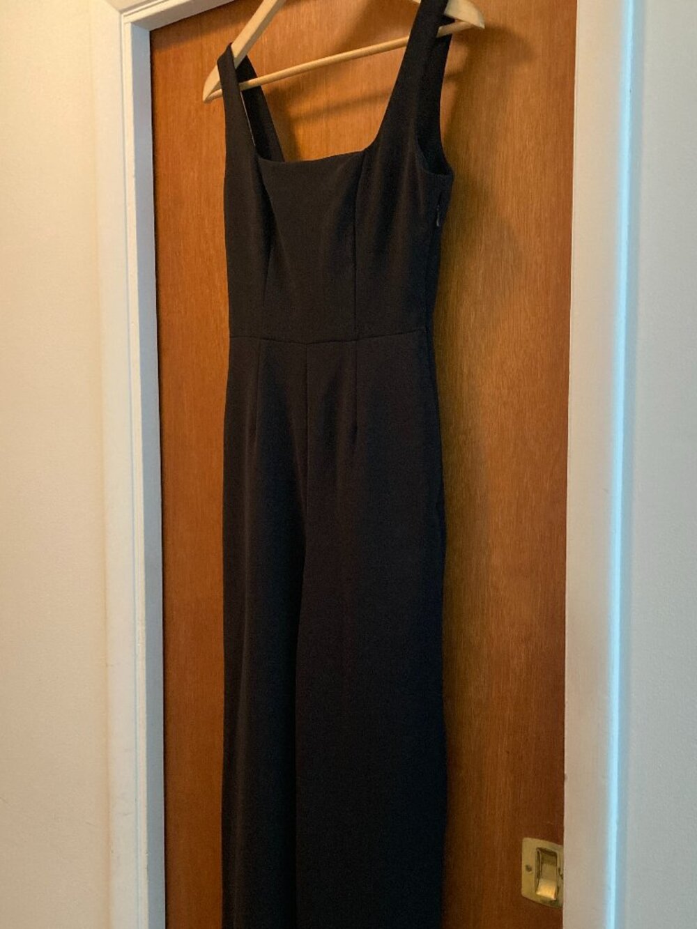 Black Wide Leg Jumpsuit with Pockets, Smocked Back